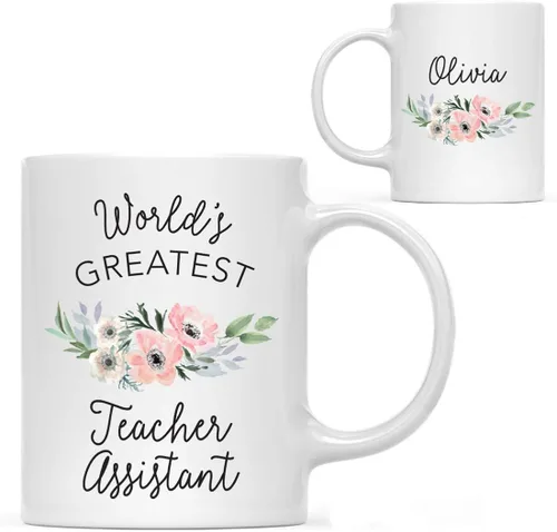 Miniatura 40 de Andaz Press Taza de café personalizada de 11 onzas, taza ejecutiva de relaciones públicas más grande del mundo, flor de anémona rosa, 1 paquete
