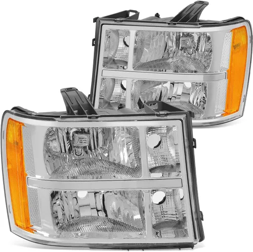 Miniatura 12 de DNA MOTORING Par de faros estilo OE Compatible con GMC Sierra 1500 07-13/Sierra 2500 HD 3500 HD 07-14, Negro/Ámbar, HL-OH-SIE07-BK-AM