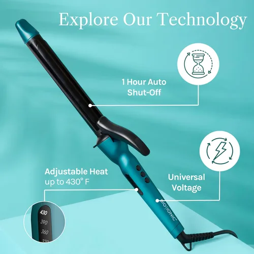 Miniatura 6 de Bio Ionic Rizador de Cilindro Largo, Rizador de Pelo con Tecnología de Calor Húmedo y NanoIónico MX, Varita Rizador Versátil Teal Tides Edición
