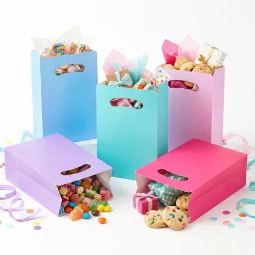 Miniatura 12 de UnicoPak Paquete de 16 bolsas azules de recuerdo de fiesta, 6 x 3 x 9 pulgadas, bolsas de regalo de color azul mate prémium para cumpleaños, baby
