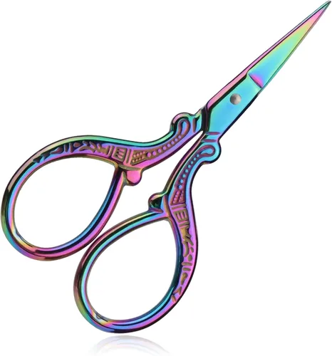 Tijeras pequeñas de bordado de 3.6 pulgadas, tijeras afiladas de acero inoxidable, herramientas de costura multicolor para costura, herramienta de