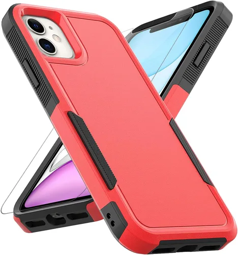 Miniatura 12 de MDCN Funda para iPhone 11: funda protectora de doble capa resistente para teléfono celular, a prueba de golpes, resistente, con protector