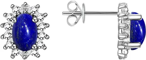 Miniatura 39 de Rylos Aretes tipo dormilona de plata de ley 925, ovalados y diamantes de 0.236 x 0.157 pulgadas, exquisitas joyas de piedra