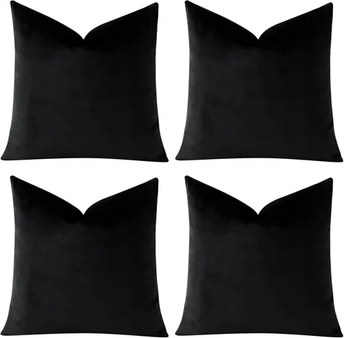 Miniatura 6 de OTOSTAR Juego de 4 fundas de cojín decorativas de terciopelo suave, fundas cuadradas sólidas para cojines, fundas de almohada de lujo para sofá