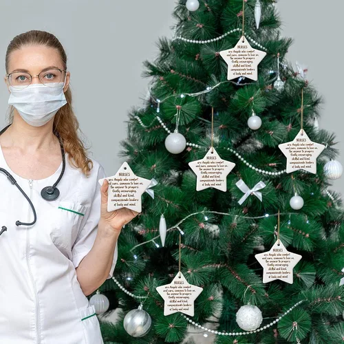 Miniatura 7 de Cunhill 5 piezas de adornos de Navidad de agradecimiento para enfermera, regalo de cerámica para enfermera, regalo de agradecimiento a granel