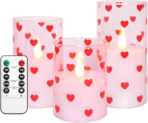 Miniatura 8 de Velas sin llama de hortensia con control remoto parpadean vidrio cera real velas LED - Decoración de fiesta en casa boda romántica tema de amor