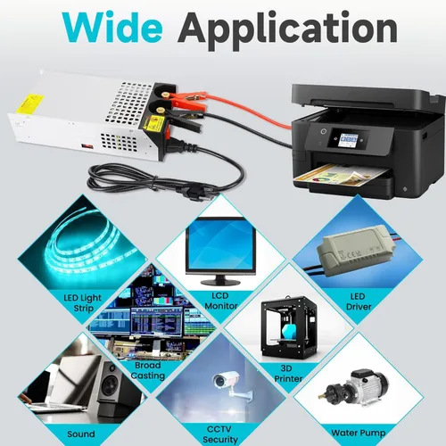 Miniatura 7 de Fuente de alimentación DC 12V 100A 1200W, adaptador convertidor transformador de 110V AC a 12V DC 100amp 1200W fuente de alimentación conmutada