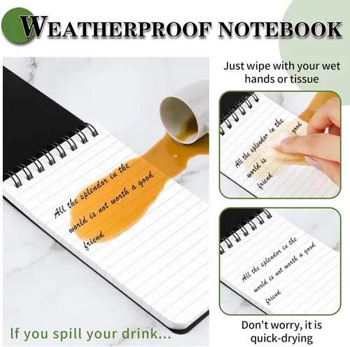 Miniatura 4 de COIDEA Cuaderno impermeable, paquete de 8 bloc de notas de bolsillo en espiral superior, bloc de notas de 3 x 5 pulgadas, resistente a
