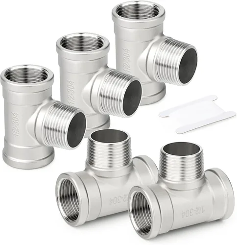 Miniatura 41 de TAISHER 2 piezas de accesorios de tubo en T de acero inoxidable 304, accesorios de tubo hembra NPT de 1-1/2" x 1-1/2" x 1-1/2