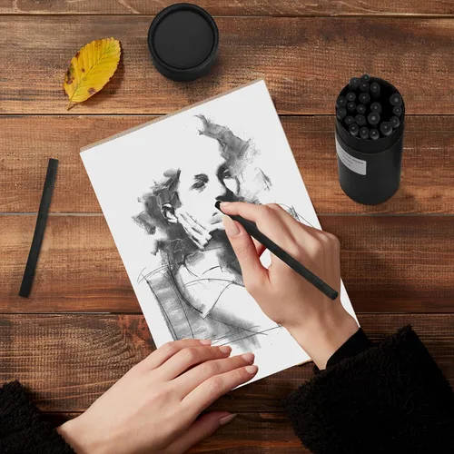 Miniatura 4 de MyLifeUNIT Paquete de 25 lápices de carbón para dibujar con diseño de sauce, paquete de 25 unidades (0.276-0.354 in de diámetro)