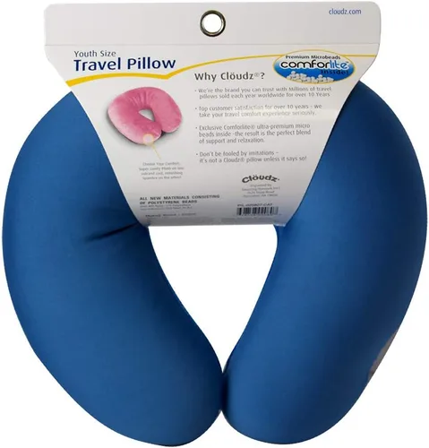 Miniatura 2 de Cloudz Almohada de cuello de viaje en avión de doble comodidad para niños. Felpa súper suave y acogedora en un lado, elastano relajante fresco