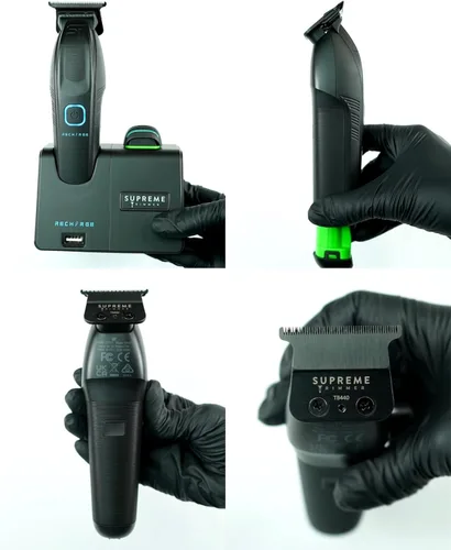 Miniatura 9 de Supreme Trimmer Recharge ST777 - Recortadora de barbero profesional con 2 baterías extraíbles Motor de 8000 RPM, cuchillas DLC de espacio cero