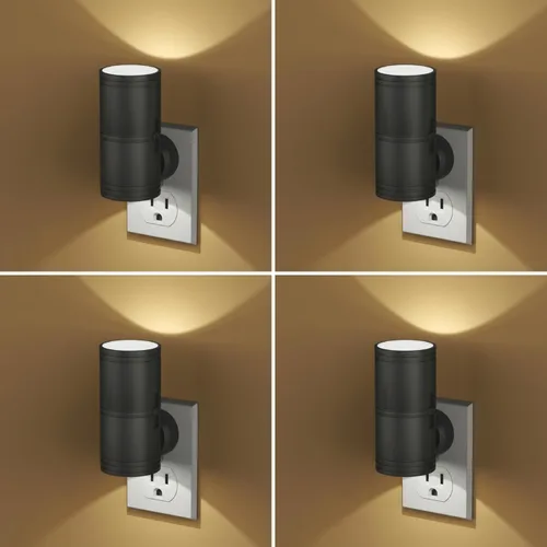 Miniatura 11 de Likelgn Luz nocturna enchufable a la pared, paquete de 2 luces LED regulables con sensor de atardecer a amanecer, brillo blanco suave, para pasillo