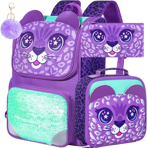 Miniatura 38 de KLFVB Mochila de 3 piezas para niñas y niños, bolsa de libros de dinosaurio de unicornio de 15 pulgadas con lonchera, bolsa escolar preescolar