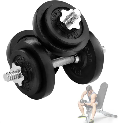 Yes4All Juego de mancuernas ajustables con pesas y conector - Equipo de ejercicio y entrenamiento - Opciones de tamaño de 40 libras a 200 libras Z.