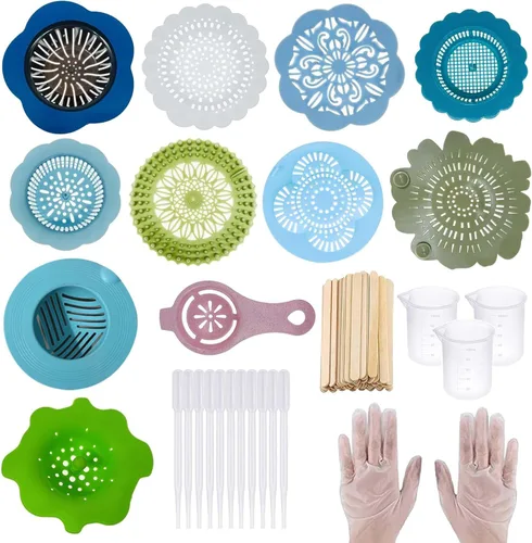 Miniatura 8 de Kit de 37 piezas de suministros de arte acrílico para verter coladores, 7 coladores de pintura de silicona de plástico, kits de herramientas