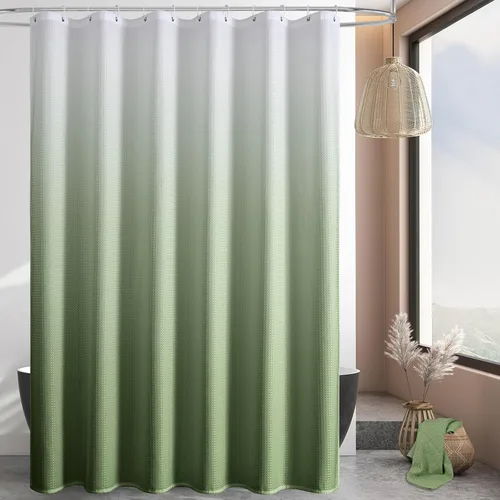 Miniatura 34 de MitoVilla - Cortina de ducha de tela de nido de abeja burdeos, cortinas de ducha con textura de nido de abeja modernas para decoración de lujo