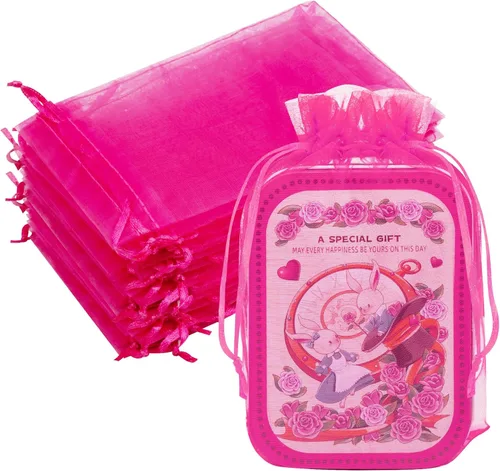 Miniatura 23 de Bolsas de organza de 3x4 pulgadas, 50 paquetes de pequeñas bolsas de regalo de malla con cordón, bolsas de muestra para fiesta, boda, baby shower