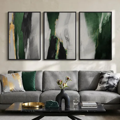 Miniatura 13 de Framed Sage Green Abstract Landscape Wall Art for Bedroom, 3 Piece Modern Canvas Prints Paintings Artwork for Walls, Minimalist Nature Pictures for
