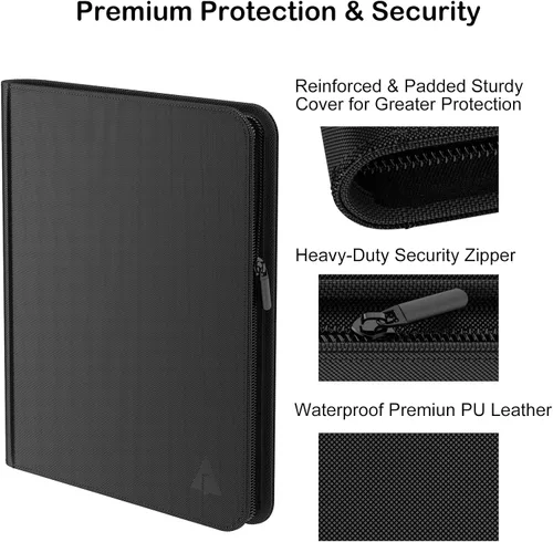 Miniatura 4 de Carpeta prémium con 720 tarjetas de 12 bolsillos, carpeta de álbum de tarjetas coleccionables sin anillo, carga lateral, UltraSonic-12720 Tech Zip