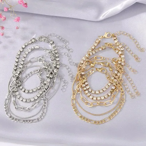 Miniatura 4 de Delicadas pulseras de cadena de oro para mujeres y niñas, pulsera chapada en oro de 14 quilates, apilable, ajustable, pulseras de cadena de clip