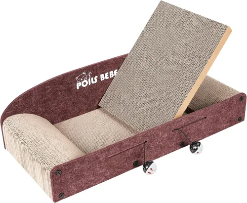 Miniatura 9 de Poils bebe Rascador de gato en forma de L, rascador de gato de 26.8 pulgadas para gatos de interior, protección de muebles, almohadilla de arañazos