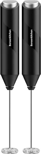 Miniatura 10 de Bonsenkitchen Espumador de leche de mano con soporte, espumador de café eléctrico, varilla espumadora de mano portátil mezclador de bebidas
