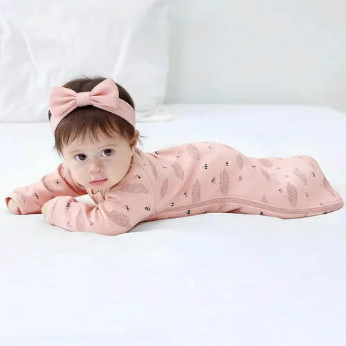 Miniatura 8 de Saco de dormir de algodón orgánico para recién nacido, saco de dormir de transición para bebé, mangas arriba, puños de manopla, paquete de 2