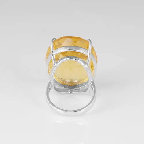Miniatura 2 de GEMHUB Anillo de plata de ley 925 de citrina amarilla de corte ovalado de 0.53oz, Piedra, Citrino