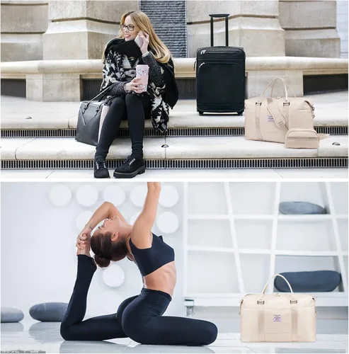 Miniatura 8 de LOVEVOOK Bolsa de fin de semana para mujer, bonita bolsa de viaje para gimnasio, bolsa de viaje con bolsa de artículos de tocador, bolsa