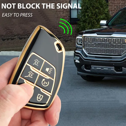 Miniatura 4 de OLLEN Funda para llavero de TPU suave, compatible con GMC Yukon Denali Sierra 2021-2025 2026, compatible con Chevy Silverado Suburban Tahoe Buick