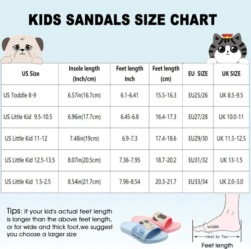 Miniatura 6 de BOPU 3-8 años niñas sandalias diapositivas, lindo perro y gato antideslizante niñas diapositivas niños diapositivas (niños pequeñosniños)
