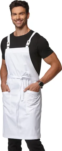 Miniatura 9 de Delantal de cocina unisex, delantal con correa cruzada con 2 bolsillos, delantal profesional duradero e impermeable Jengibre