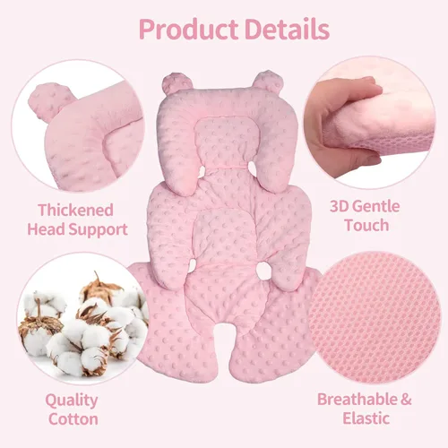 Miniatura 3 de 3en1 Almohada reversible de apoyo de cabeza y cuerpo para asiento de auto, recién nacido, inserto de asiento de coche para bebé de 3D Minnky, cojín