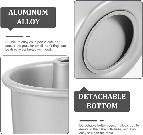 Miniatura 7 de Kichvoe Molde redondo para pasteles de aleación de aluminio, con parte inferior extraíble, molde para hornear profundo para distribución uniforme