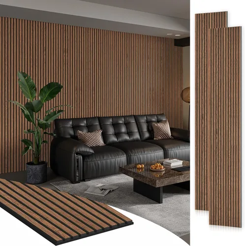 Miniatura 11 de SMARTSTANDARD 1 pieza panel de pared de madera de muestra, paneles de madera acanalada 3D para decoración de pared interior, paneles de madera Roble