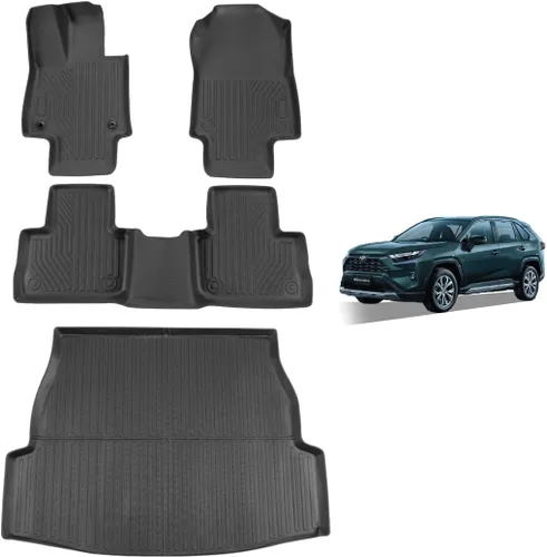 Miniatura 11 de Alfombrillas actualizadas para Toyota RAV4 2025-2019 y RAV4 Hybrid+placas para umbral de puerta, 9 piezas, revestimientos de suelo TPE + alfombrilla