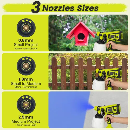 Miniatura 3 de Avsty Pistola pulverizadora de pintura eléctrica, pulverizador HVLP de 850 W de alta potencia con contenedor, boquillas y patrones de pulverización