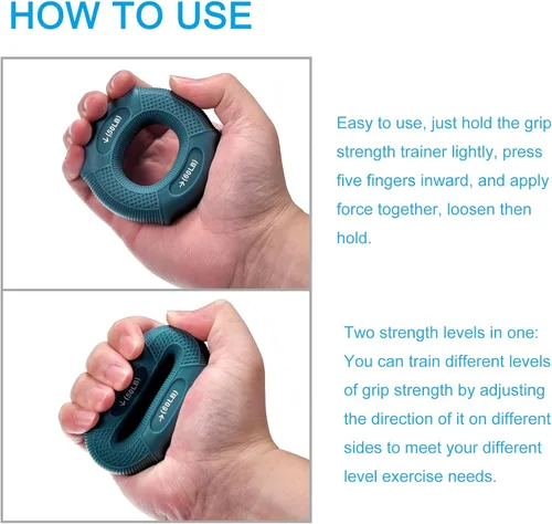 Miniatura 4 de uxcell Entrenador de fuerza de agarre de mano, 3 pulgadas, 50-60 libras, anillos de silicona, antebrazos de dedos, exprimidor de agarre