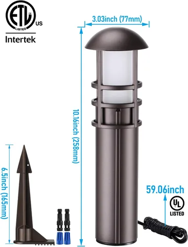 Miniatura 7 de LEONLITE Paquete de 8 bolardos LED de luz de camino de paisaje, 3 W, 12 V AC/DC, iluminación de camino de bajo voltaje, IP65 impermeable, CRI90+