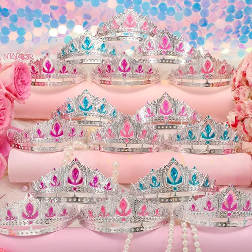 Miniatura 2 de NINAOR Regalos de fiesta de corona de princesa, 16 tiaras de princesa para cumpleaños, accesorios de cosplay de niña, suministros de fiesta