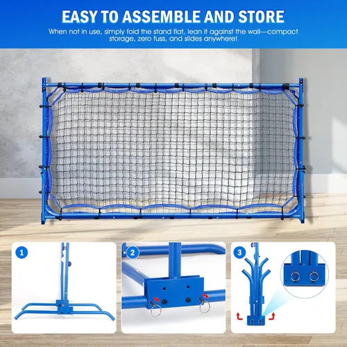 Miniatura 7 de Red de rebote de práctica de pickleball con juego de paletas profesionales para equipo de entrenamiento Dink Volley Solo, mini red de pickleball