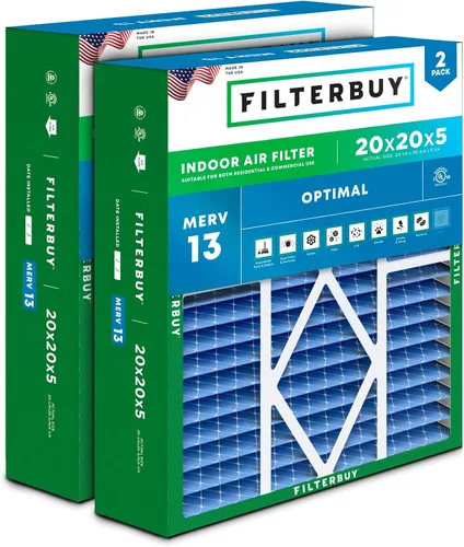 Miniatura 34 de Filterbuy Filtro de Aire MERV 13 de 20 x 25 x 5 pulgadas para defensa óptima contra el humo y las alergias (paquete de 2), filtros plisados