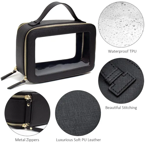 Miniatura 3 de LETGO Bolsas de maquillaje transparentes, bolsa de aseo aprobada por la TSA con cremallera, organizador de maquillaje transparente para artículos