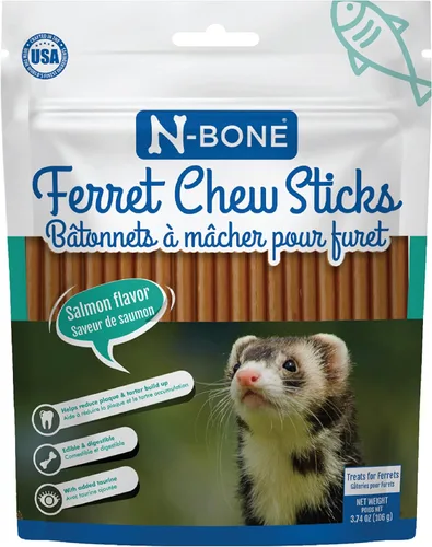 N-Bone Palitos masticables para hurones sabor salmón, bolsa de 3.74 onzas
