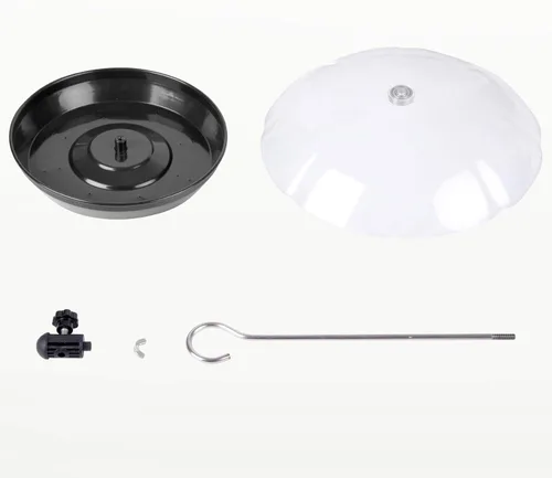 Miniatura 7 de Comedero para pájaros Kingsyard ajustable con plataforma para colgar al aire libre, comedero de bandeja de metal con parte superior abombada, atrae