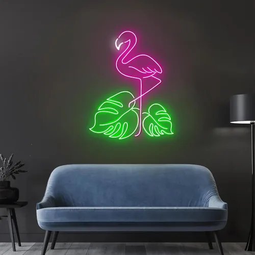 Miniatura 8 de Letrero de neón con diseño de flamenco y puesta de sol de 16 pulgadas para decoración de pared, flamenco rosa para fiesta, hogar, vacaciones, bar