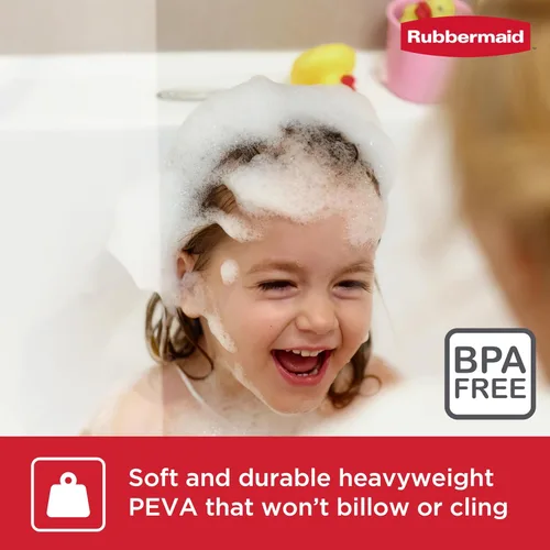 Miniatura 2 de Rubbermaid Forro de cortina de ducha transparente, forro de ducha de PEVA resistente al agua para baño, con imanes y ojales gris carbón inoxidables