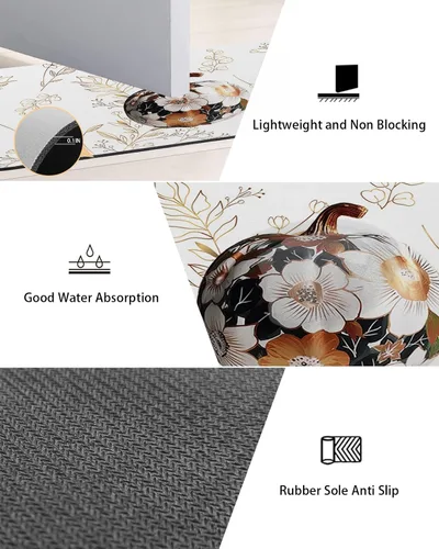 Miniatura 2 de Lujosa alfombra de baño de calabazas para bañera, antideslizante, de secado rápido y absorbente, de tierra de diatomeas, tapete de cocina, tapete