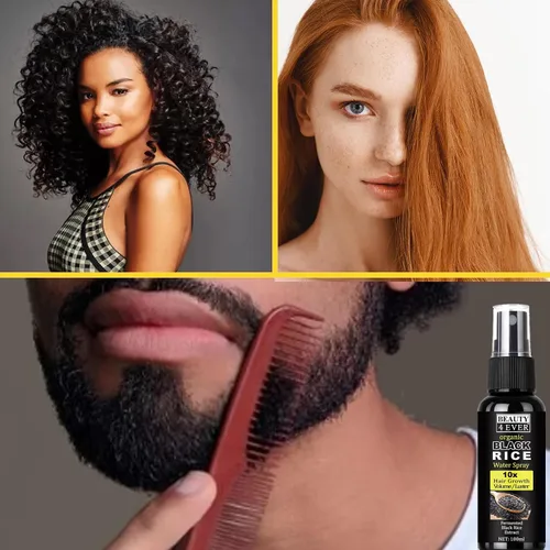 Miniatura 5 de Suero para el crecimiento del cabello para mujeres y hombres, spray de agua de arroz negro, tratamiento de pérdida de cabello para cabello dañado
